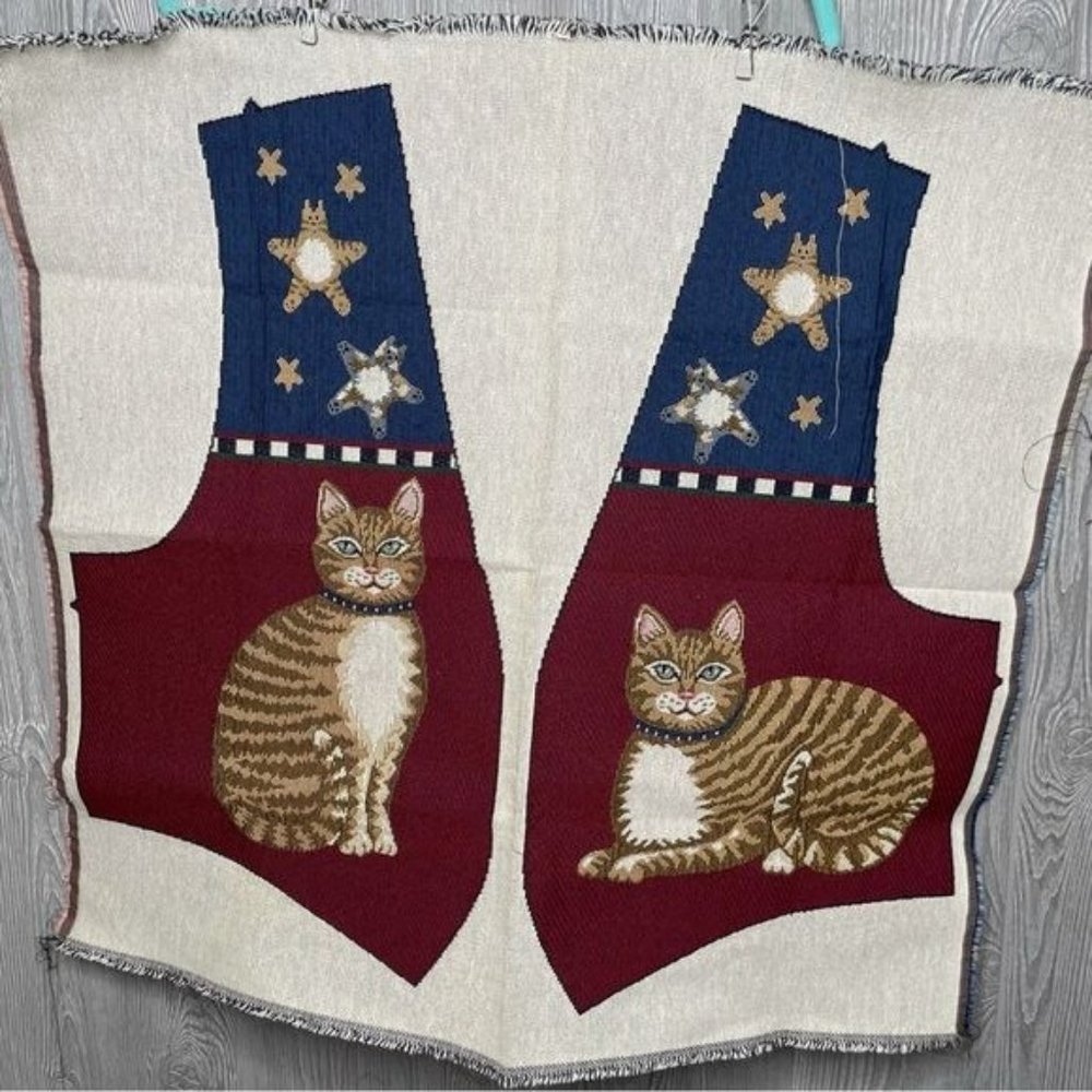 Cat Tapestry vest pattern cut and sew craft art sewing